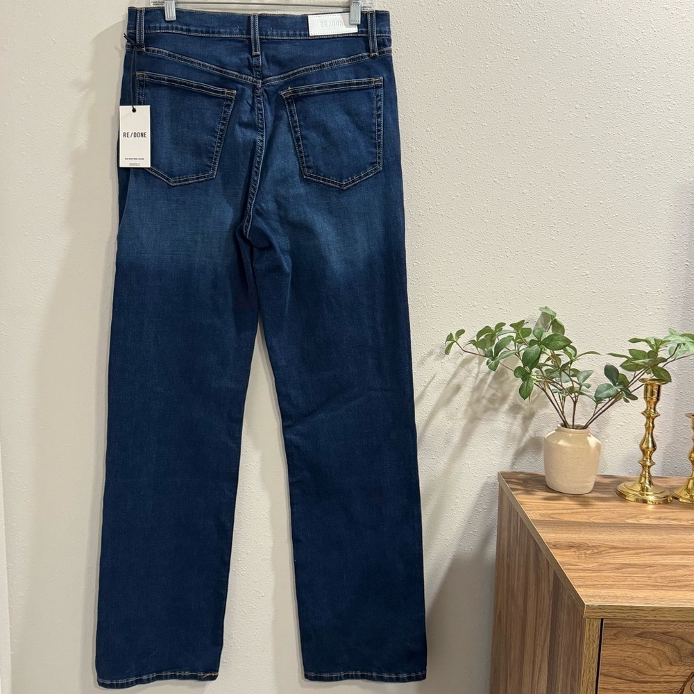 RE/DONE NWT 29 Deep Faded Blue 90s High Rise Loose Jeans Button Front Casual - Picture 3 of 10